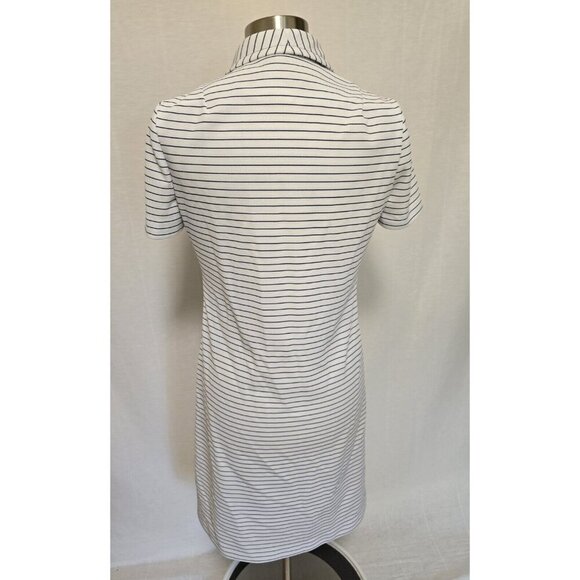 70s Vintage Womens Blue Stripe Shift Dress Nautical Casual Button Front - Picture 5 of 6